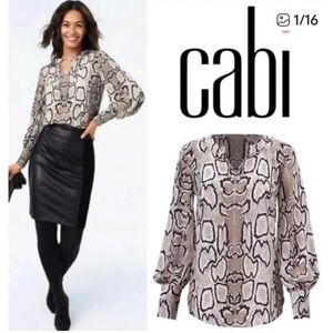 Cabi Women's Serpentine Blouse - Black and Cream